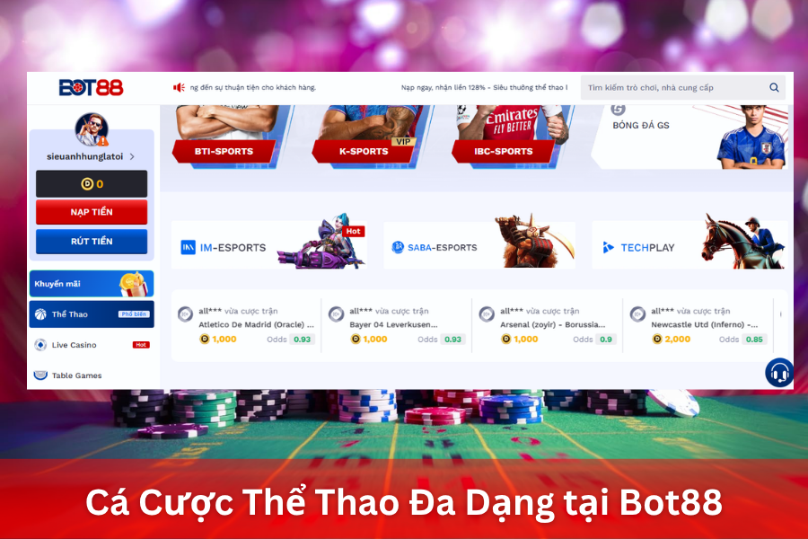 Cá cược thể thao đa dạng tại nhà cái Bot88