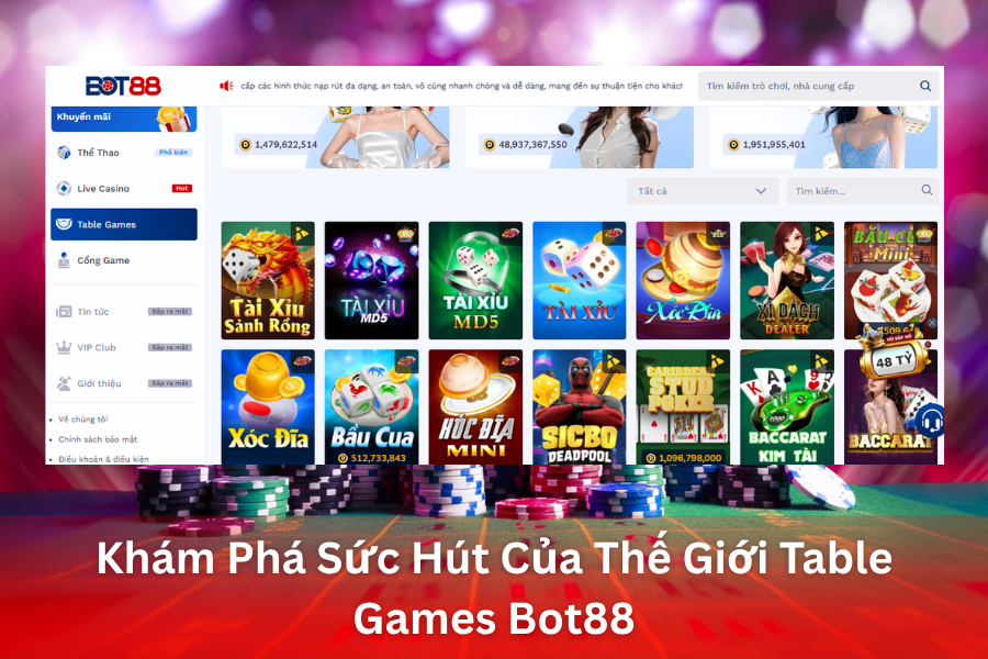 Khám Phá Sức Hút Của Thế Giới Table Games Bot88
