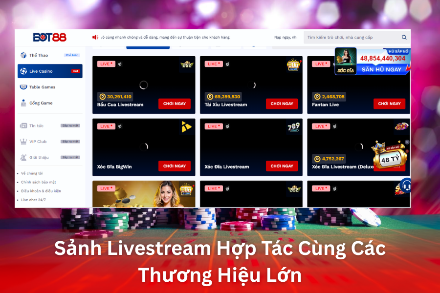 Sảnh Livestream Hợp Tác Cùng Các Thương Hiệu Lớn